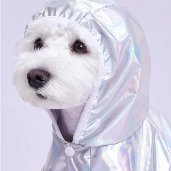 NWOT Technicolor Silver Pet Raincoat - Picture 3 of 5
